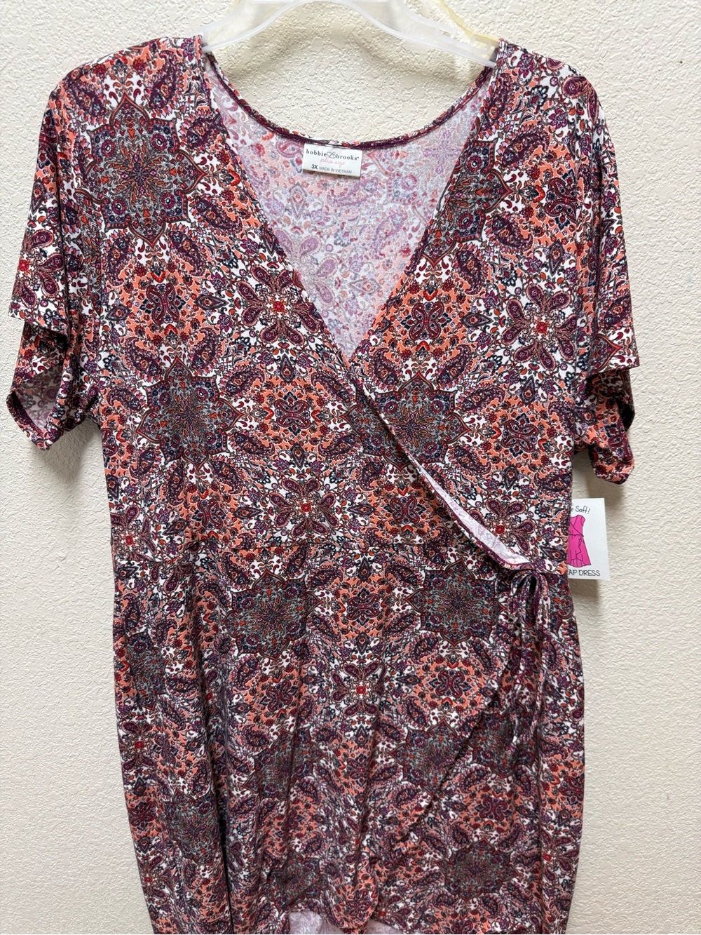 NWT Bobbie Brooks Floral Paisley Print Faux Wrap Dress Women's Size 3XL